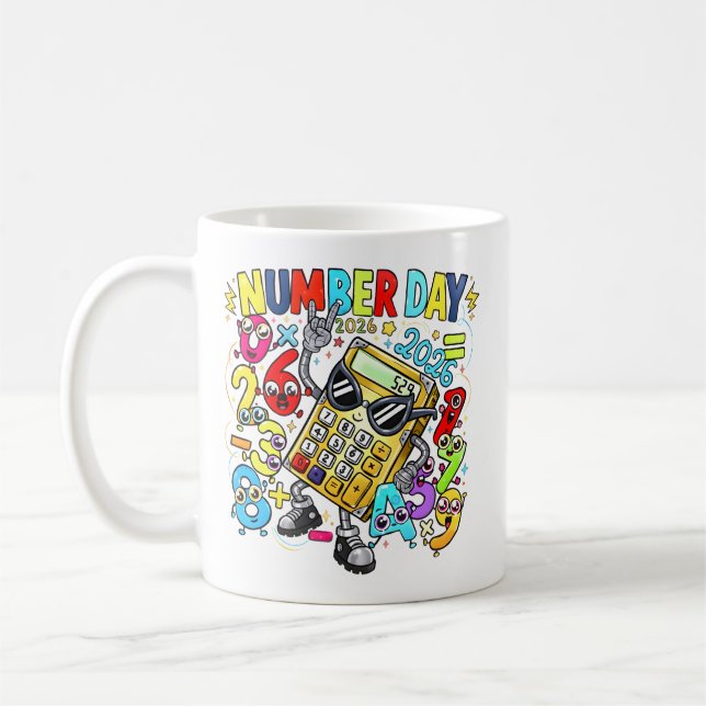 Taza De Café Number Day Maths Mug | Fun Calculator Design (Izquierda)
