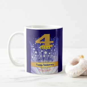 Taza De Café Numeral Negrita del 4º Aniversario de Recuperación