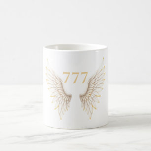 Taza De Café Número de Ángel Personalizado con Alas Elegantes