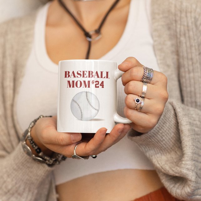 Taza De Café Número de jugador de béisbol personalizado Persona (Baseball Mom with player number custom mug)