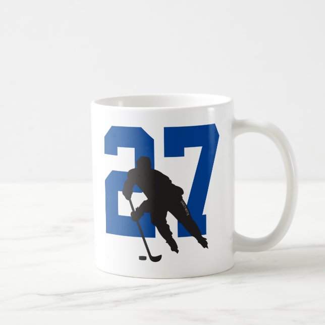 Taza De Café Número de jugador de hockey personalizado (Derecha)