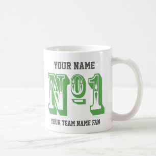 Taza De Café Número Verde Personalizado 1 Equipo Deportivo Fan