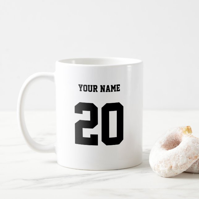 Taza De Café Número y nombre del personalizado (Con donut)
