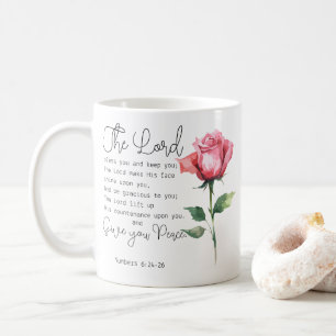 Taza De Café Números 6:24-26 El Señor te bendiga la flor Rosa