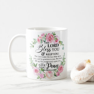 Taza De Café Números 6:24-26 El Señor te bendiga Rosa de la Bib