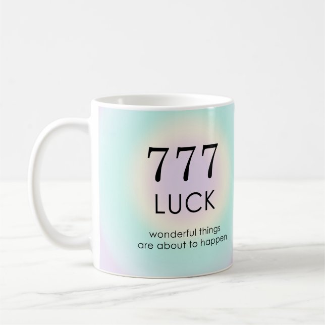 Taza De Café Números de ángel Numerología 777 Luck Motivacional (Izquierda)