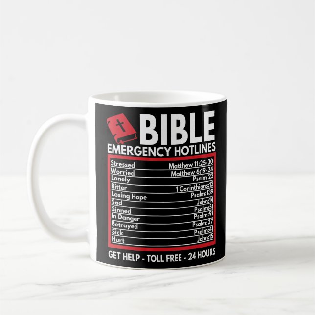 Taza De Café Números de emergencia de la Biblia Funny Biblia Cr (Izquierda)