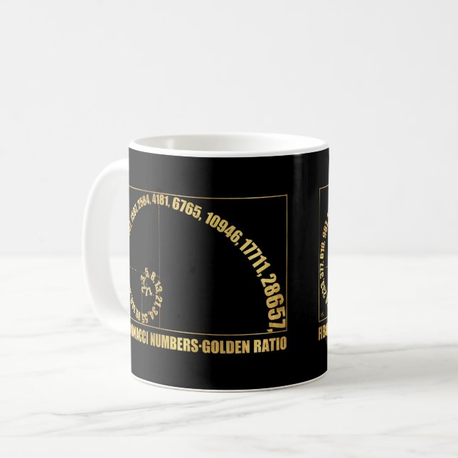 Taza De Café Números de Fibonacci, coeficiente de oro (Anverso izquierdo)