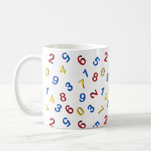 Taza De Café Números Rojo Azul Amarillo Uno a Nueve