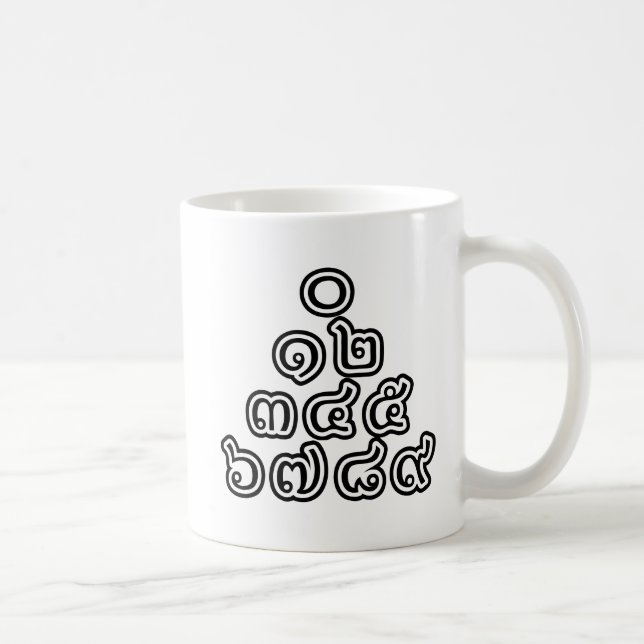Taza De Café Números tailandeses Pirámide ♦ Guión en tailandés (Derecha)