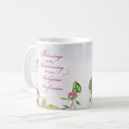 Taza De Café Nun Aniversario de la profesión religiosa rosas ro