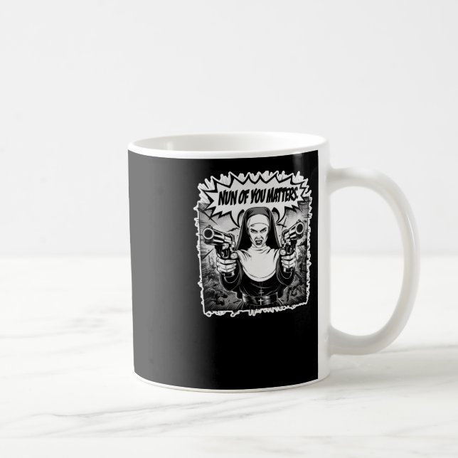 Taza De Café Nun, La Divertida Guerrera Nun, Pegatina De Cómic (Derecha)