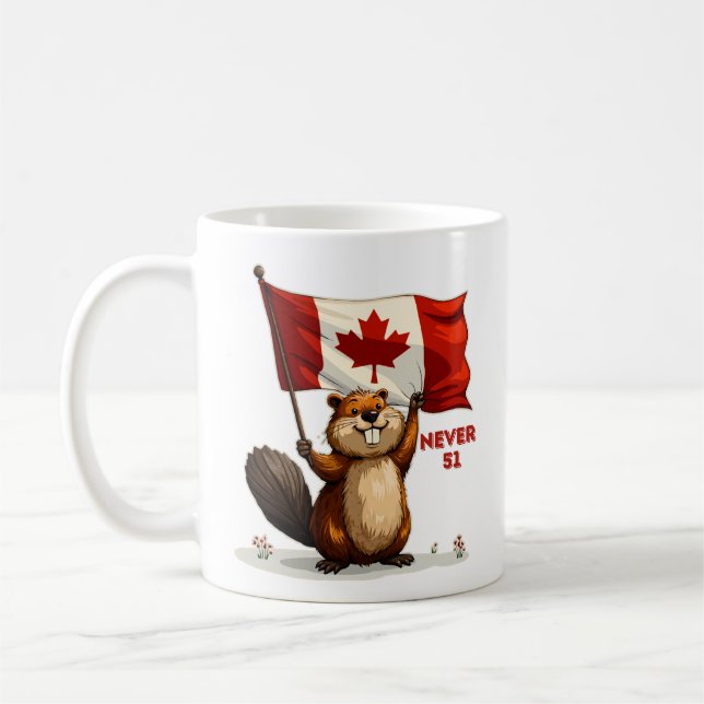 Taza De Café Nunca 51, Canadá Bandera Canadiense Hoja de arce,  (Izquierda)
