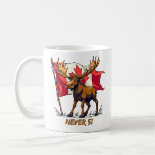 Taza De Café Nunca 51, Moose, Canadá Bandera Canadiense Hoja de