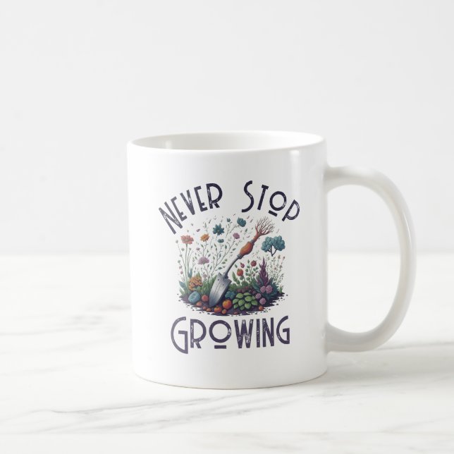 Taza De Café Nunca deje de crecer - regalo para jardinero, verd (Derecha)