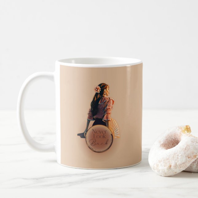 Taza De Café Nunca mirar hacia atrás Beige (Con donut)
