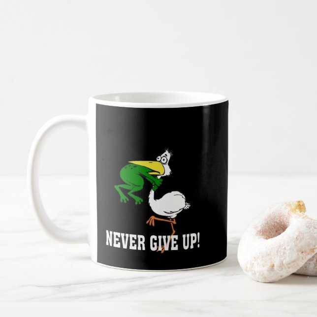 Taza De Café Nunca renuncies a la garganta de ranas (Con donut)