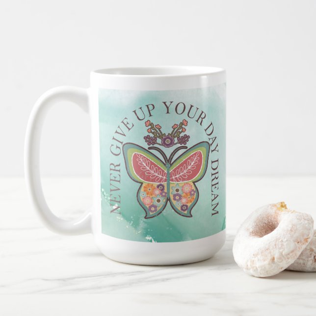 Taza De Café Nunca renuncies a tu sueño de día (Con donut)