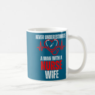 Taza De Café Nunca Subestimes al Marido de la Enfermera Arte Gr