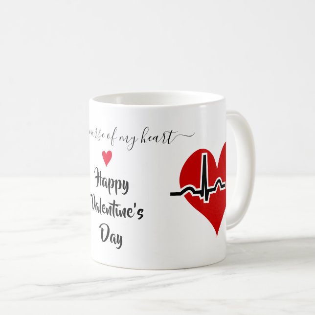 Taza De Café Nuración Día de San Valentín pulso de latido de co (Anverso derecho)