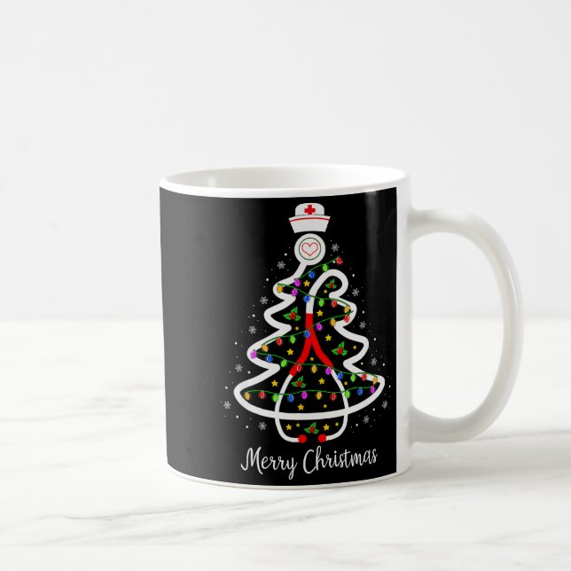 Taza De Café Nurse Christmas Tree Shirt Stethoscope Nursing Nic (Derecha)