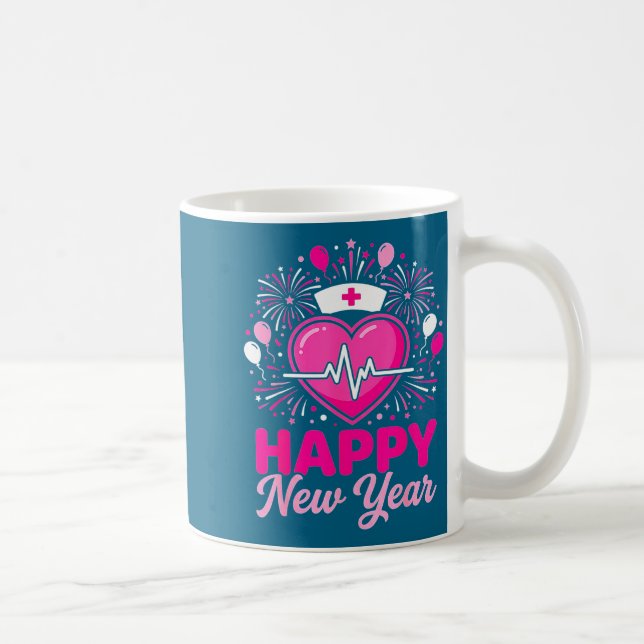 Taza De Café Nurse Crew Heartbeat Nye Countdown Party Year Happ (Derecha)