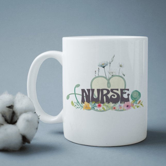 Taza De Café Nurse Floral Garden Your Name (Subido por el creador)
