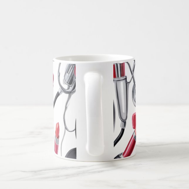 Taza De Café Nurse Glam – Stethoscope & Lipstick Pattern  (Mango)