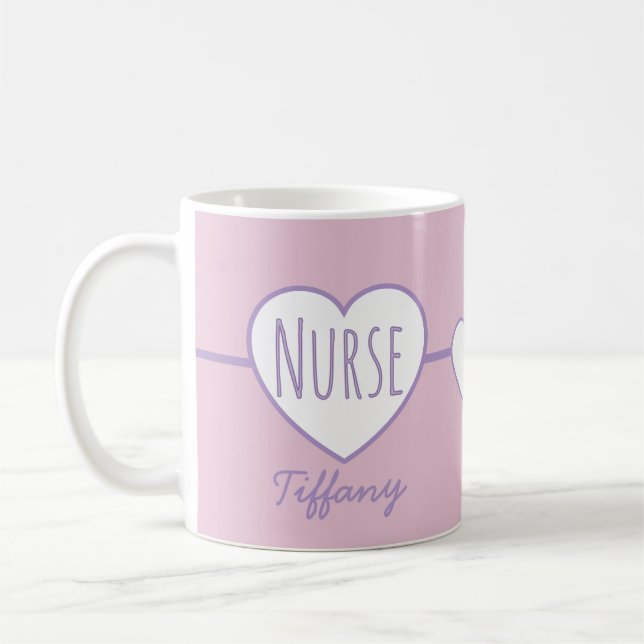 Taza De Café Nurse Heart Pink and Purple coffee mug (Izquierda)