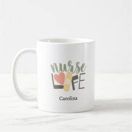Taza De Café Nurse Life Bandage Heart Nursing School Name Coffe
