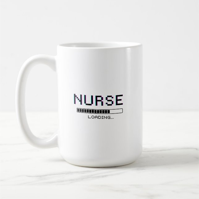 Taza De Café Nurse Loading Glitch Pixel Art Design (Izquierda)