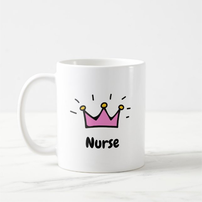 Taza De Café Nurse Pink Princess Crown Art (Izquierda)
