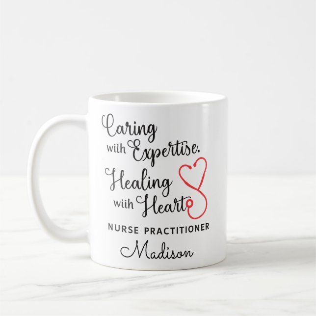 Taza De Café Nurse Practitioner Heart Cup, NP Appreciation, Nur (Izquierda)