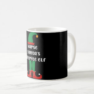 Taza De Café Nurse Santa's Favorite Elf Funny Nurse Christmas