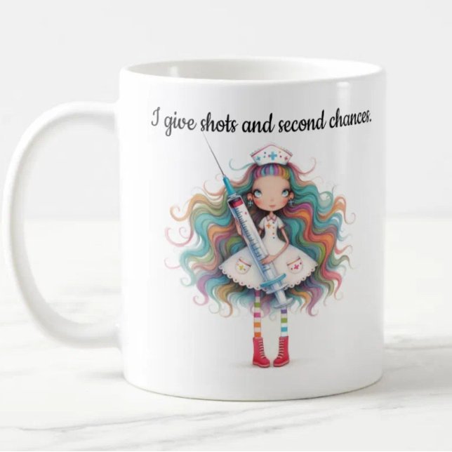 Taza De Café Nurse sayings- I give shots and second chances Mug (Subido por el creador)