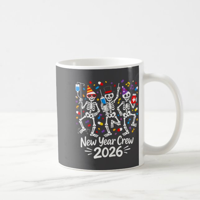 Taza De Café Nurse Skeleton New Year Crew 2026 Funny Er Icu Par (Derecha)