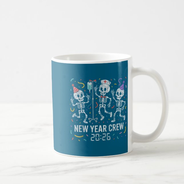 Taza De Café Nurse Skeleton New Year Crew 2026 Funny Er Icu Par (Derecha)