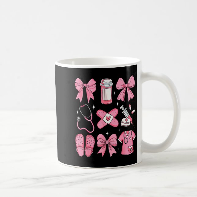 Taza De Café Nurse Valentines Day Coquette Bow Valentine Nurse  (Derecha)