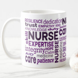 Taza De Café Nurse Values Purple Typography Appreciation