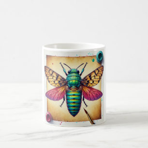 Taza De Café Nusalala insect top view 050824IREF237 - Watercolo