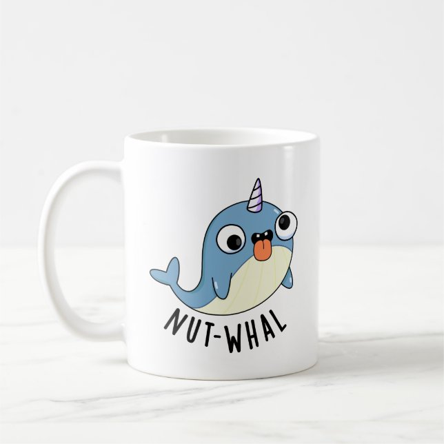Taza De Café Nut-whal Funny Narwhal Pun (Izquierda)