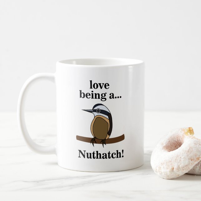Taza De Café Nuthatch Bird Backyard Birder Birdwatcher (Con donut)