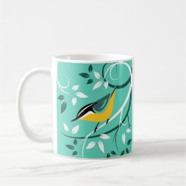Taza De Café Nuthatch Respiratorio Rojo En Verde azulado
