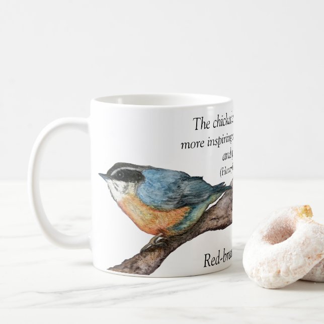 Taza De Café Nuthatch Thoreau Poetry White Mug (Con donut)