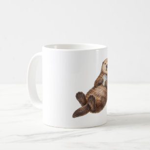 Taza De Café Nutria Marina Sosteniendo una Concha