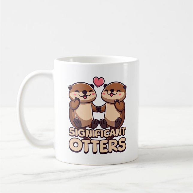 Taza De Café ¡Nutrias significativas! Cute Parejas Otter Pun Pe (Izquierda)