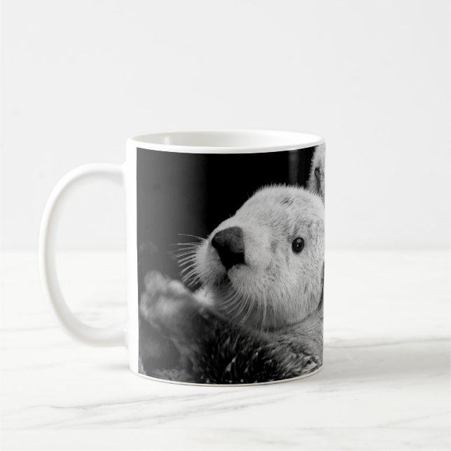 Taza De Café Nutrición marina: Par blanco negro. (Izquierda)