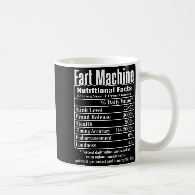 Taza De Café Nutrion Facts Fart Machine Dad Jokes Funny Farting (Derecha)