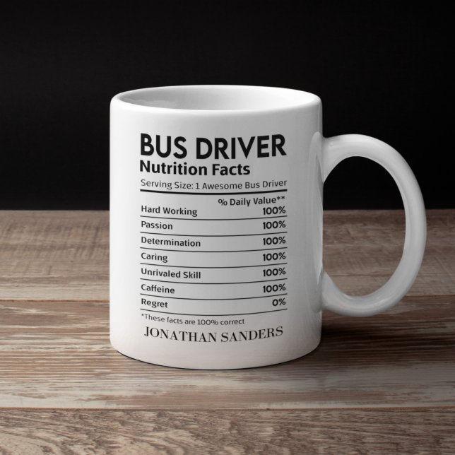Taza De Café Nutrition Facts Bus Driver,Fun Bus Driver Mug (Subido por el creador)