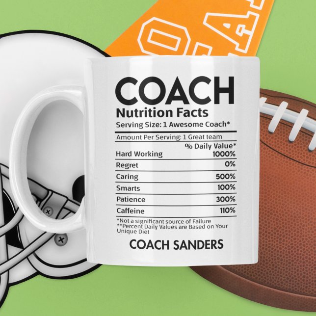 Taza De Café Nutrition Facts Coach Funny Coach (Subido por el creador)
